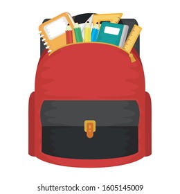 school bag with set supplies vector illustration design