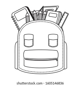 school bag with set supplies vector illustration design