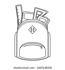school bag with set supplies vector illustration design