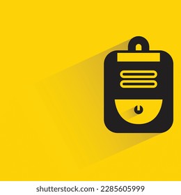 school bag with shadow on yellow background