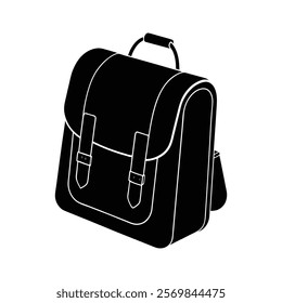 school bag silhouette vector design with white background