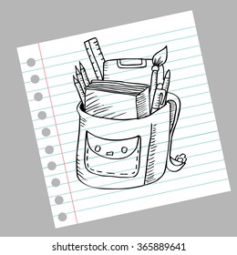  School bag. Sketch