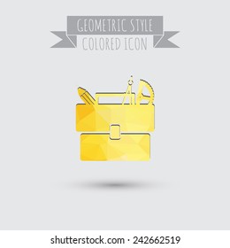 School bag with stationery. Symbol office or school.