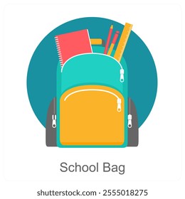 School Bag and study icon concept