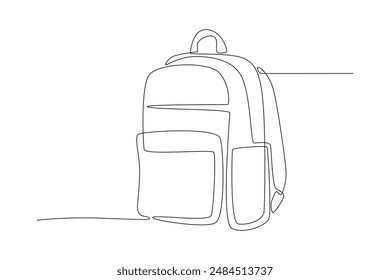 School bag. School supplies concept one-line drawing