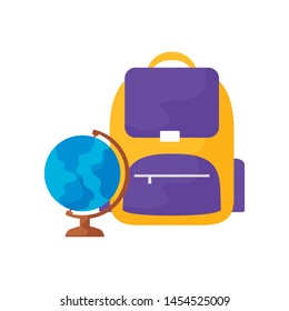 school bag supply with terrestrial globe