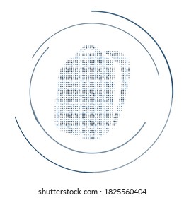 The school bag symbol filled with dark blue dots. Vector illustration on white background