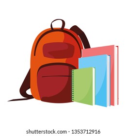 school bag with text books