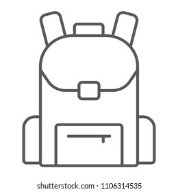 School bag thin line icon, school and education, backpack sign vector graphics, a linear pattern on a white background, eps 10.