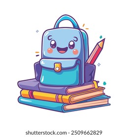 school bag with toy cartoon vector illustration