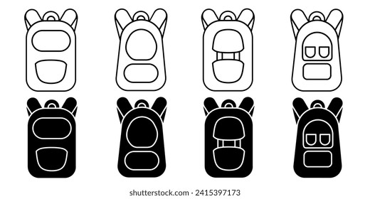 School bag. Vector collection of school bag icon illustrations. Black icon design.