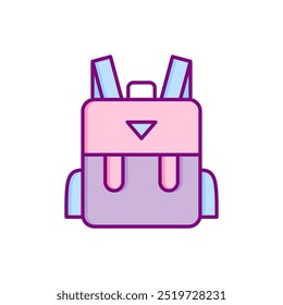 School bag vector icon, school backpack flat design symbol.