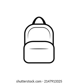 School bag vector icon black outline sign, symbol, label, backpacking