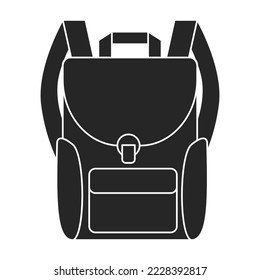 School bag vector icon. Black vector icon isolated on white background school bag.