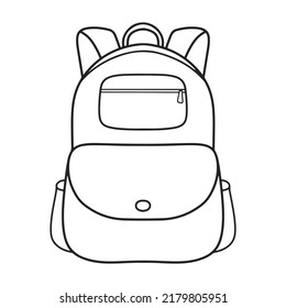 School bag vector icon. Book bag. School routine. Hand drawn illustration.