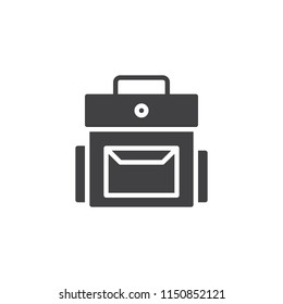 School bag vector icon. filled flat sign for mobile concept and web design. Backpack simple solid icon. Symbol, logo illustration. Pixel perfect vector graphics