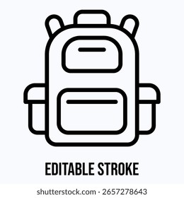 School Bag Vector Icon, Isolated Vector Lineal Style Icon, Editable Stroke.