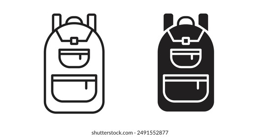 school bag vector icon set in black color.