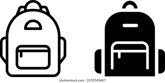 "School Bag Vector Icon Set: Practical and Stylish Designs for Education, Learning, and Back-to-School"