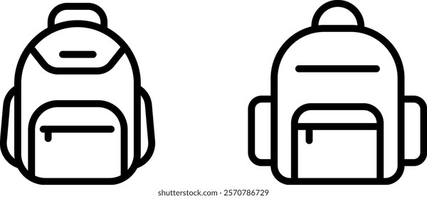 "School Bag Vector Icon Set - Essential Accessories for Students"