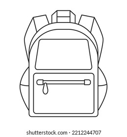 School bag vector icon.Outline vector icon isolated on white background school bag.