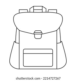 School bag vector icon.Outline vector icon isolated on white background school bag.
