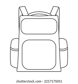 School bag vector icon.Outline vector icon isolated on white background school bag.