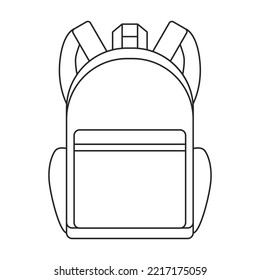 Icono del vector del bolso escolar.Icono del vector de contorno aislado en la bolsa de la escuela de fondo blanca.