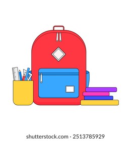 school bag vector illustration, backpack vector illustration isolated white background