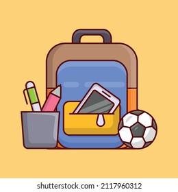 school bag Vector illustration isolated on a transparent background. vector line flat icons for concept or web graphics.