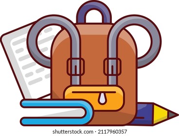 school bag Vector illustration isolated on a transparent background. vector line flat icons for concept or web graphics.