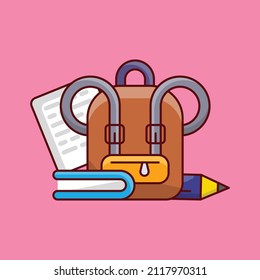 school bag Vector illustration isolated on a transparent background. vector line flat icons for concept or web graphics.