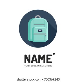 School bag. Vector logo design. Flat concept icon.