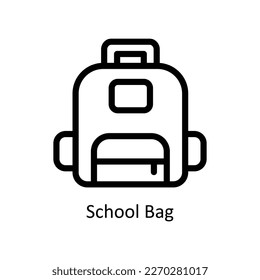 Vector de bolsa escolar   iconos de esquema. Material gráfico simple
