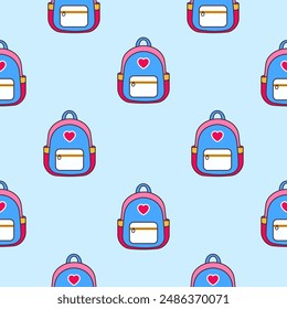 School bag. Vector seamless pattern.