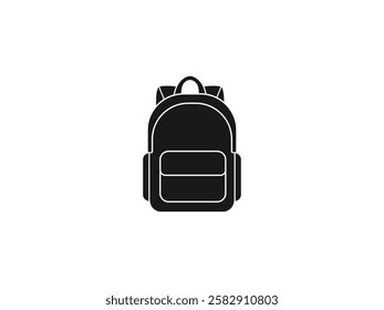 School Bag Vector Silhouette – Student Backpack Icon, Education Bag Illustration, Travel Rucksack Clipart, School Satchel Outline, Bookbag Symbol, College Knapsack, Black Bag Design, Kids Bag Logo.