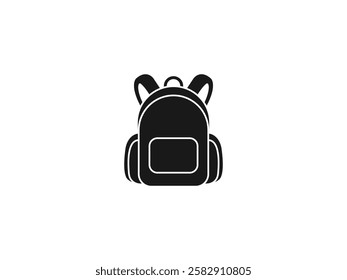 School Bag Vector Silhouette – Student Backpack Icon, Education Bag Illustration, Travel Rucksack Clipart, School Satchel Outline, Bookbag Symbol, College Knapsack, Black Bag Design, Kids Bag Logo.