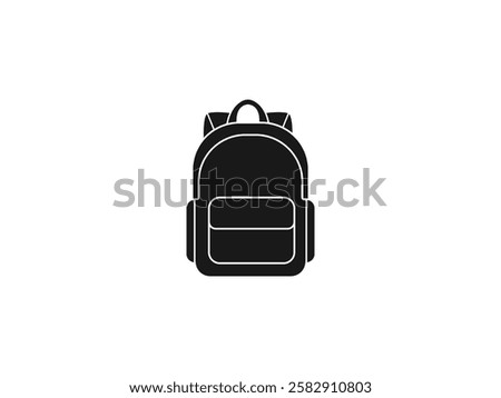 School Bag Vector Silhouette – Student Backpack Icon, Education Bag Illustration, Travel Rucksack Clipart, School Satchel Outline, Bookbag Symbol, College Knapsack, Black Bag Design, Kids Bag Logo.
