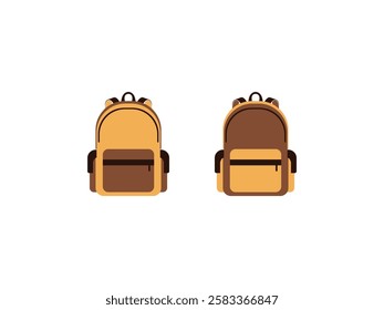 School Bag Vector Silhouette, Stylish Backpack Icon. Travel Rucksack Illustration with Zippers, Pockets, Compartments. College Knapsack Design. Educational, Fashionable, Durable Backpack for Students.