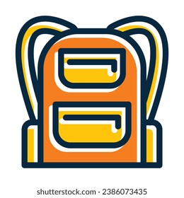La Línea Gruesa De Vector De Bolsa Escolar Llenó Iconos De Colores Oscuros Para Uso Personal Y Comercial.
