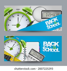 Schulbanner-Hintergrund oder Geschenkkarte. Realistische 3D-Studienerzeugnisse. Bildungskonzept. Vektorgrafik.