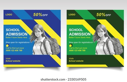 School banner design. School admission poster or left let.