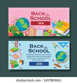 school banner horizontal school object vector illustration