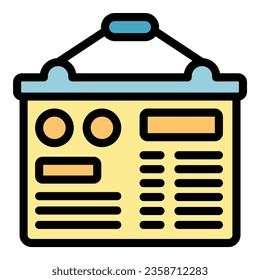 School banner icon outline vector. Mask protection. People safe color flat