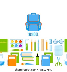 School banner with supplies vector design. School background