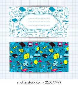 School banners with seamless patterns