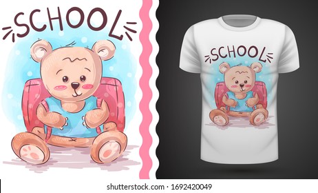 School bear - idea for print t-shirt