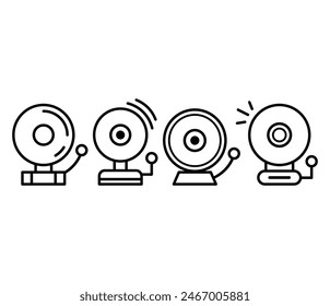 school bell alarm icons vector design symbol black white flat illustration collections templates sets isolated