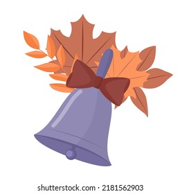 School bell. Back to school. Autumn. Flat style. Vector illustration 