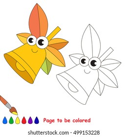 School bell to be colored. Coloring book to educate preschool kids with easy kid educational gaming and primary education of simple game level of difficulty.